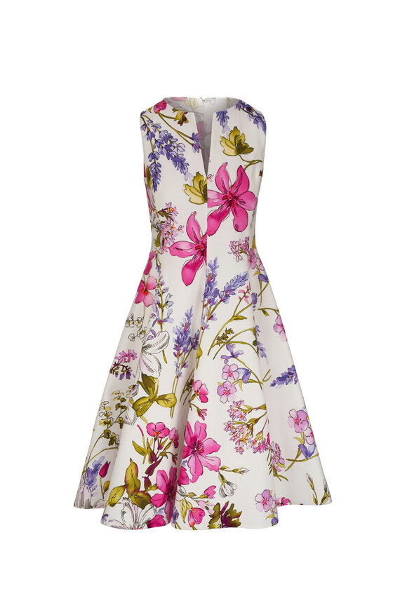 Sara Roka Mamie White & Pink Floral Midi Dress 