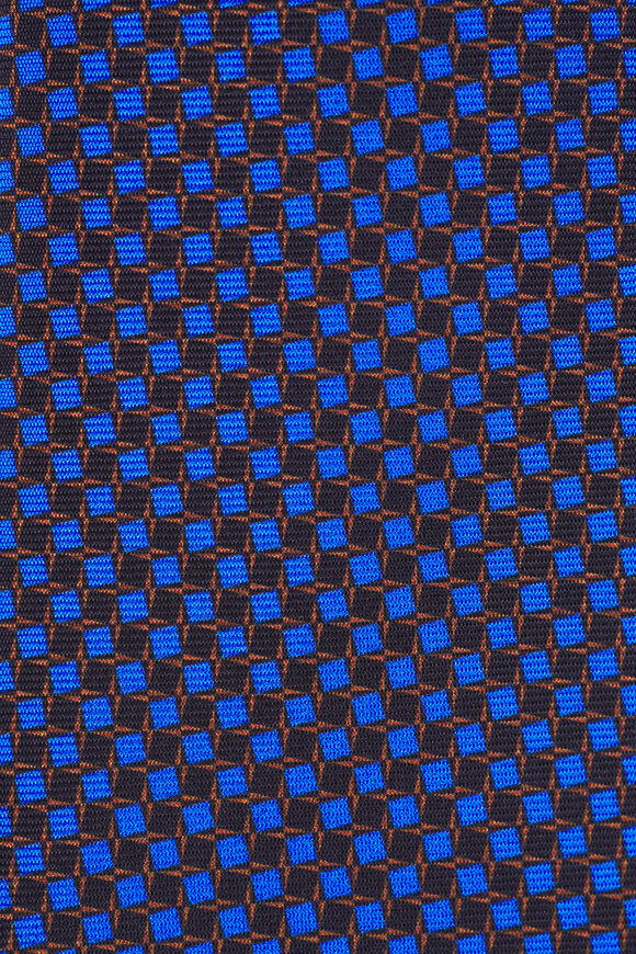 Kiton Blue & Brown Geometric Print Silk Necktie - view 2