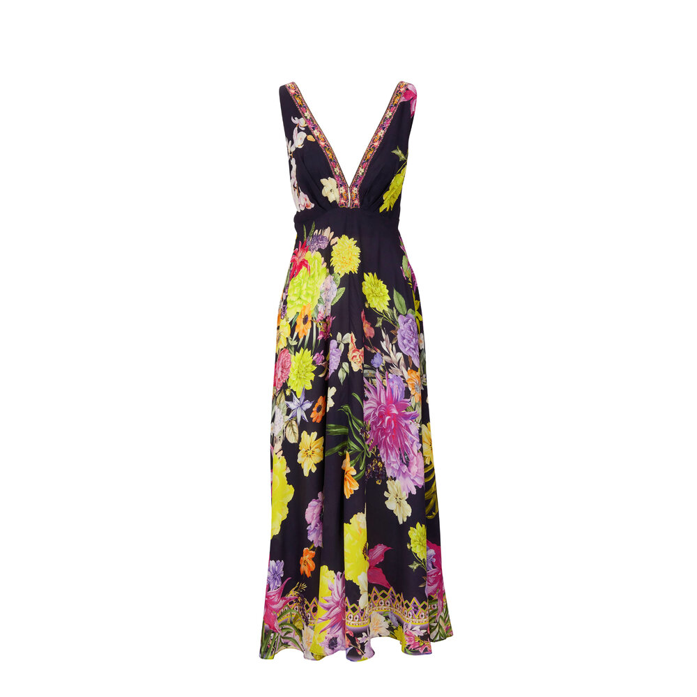 Camilla - Peace Be With You Plunging V-Neck Maxi Dress