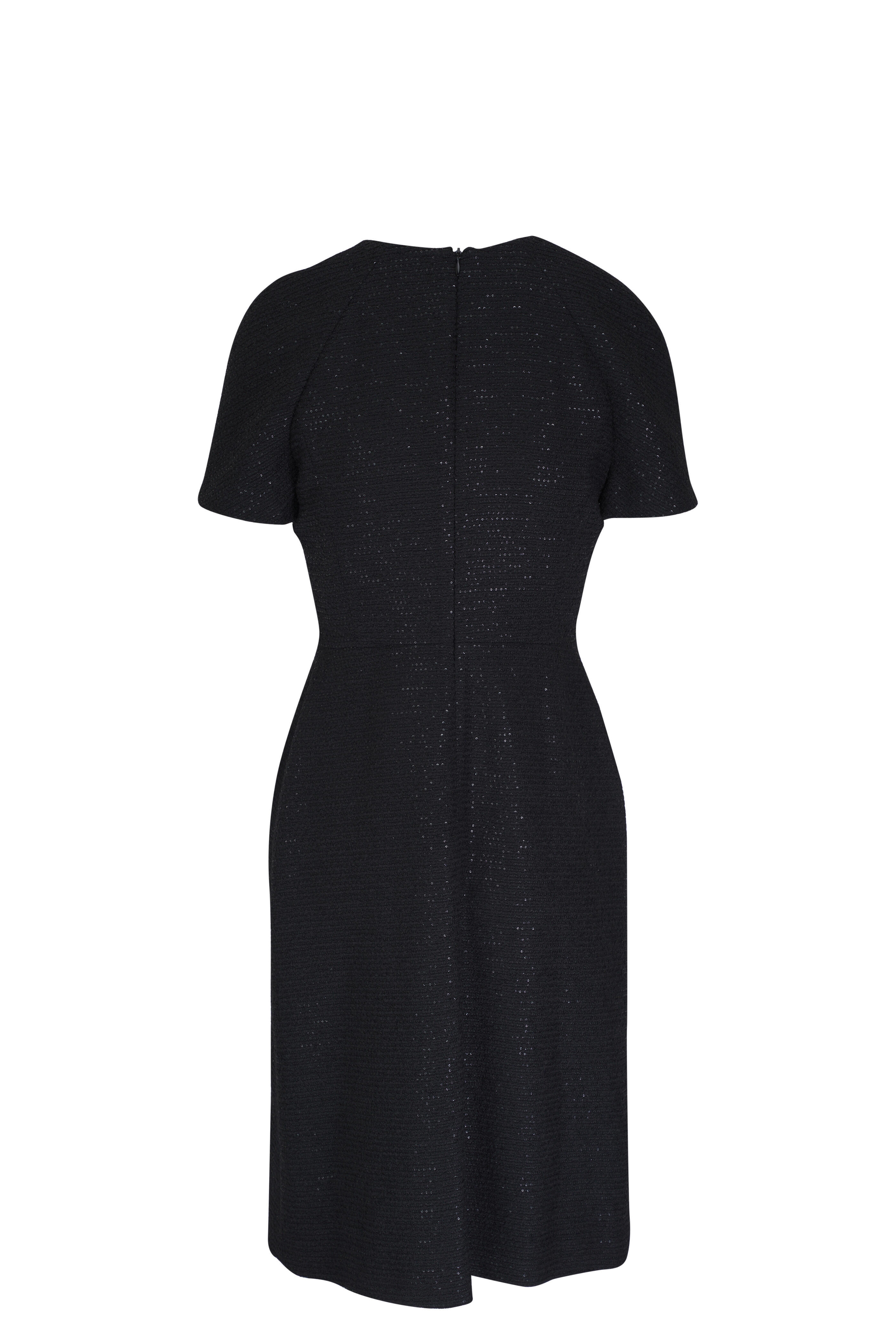 Kiton - Black Paillette Keyhole Knee-Length Dress