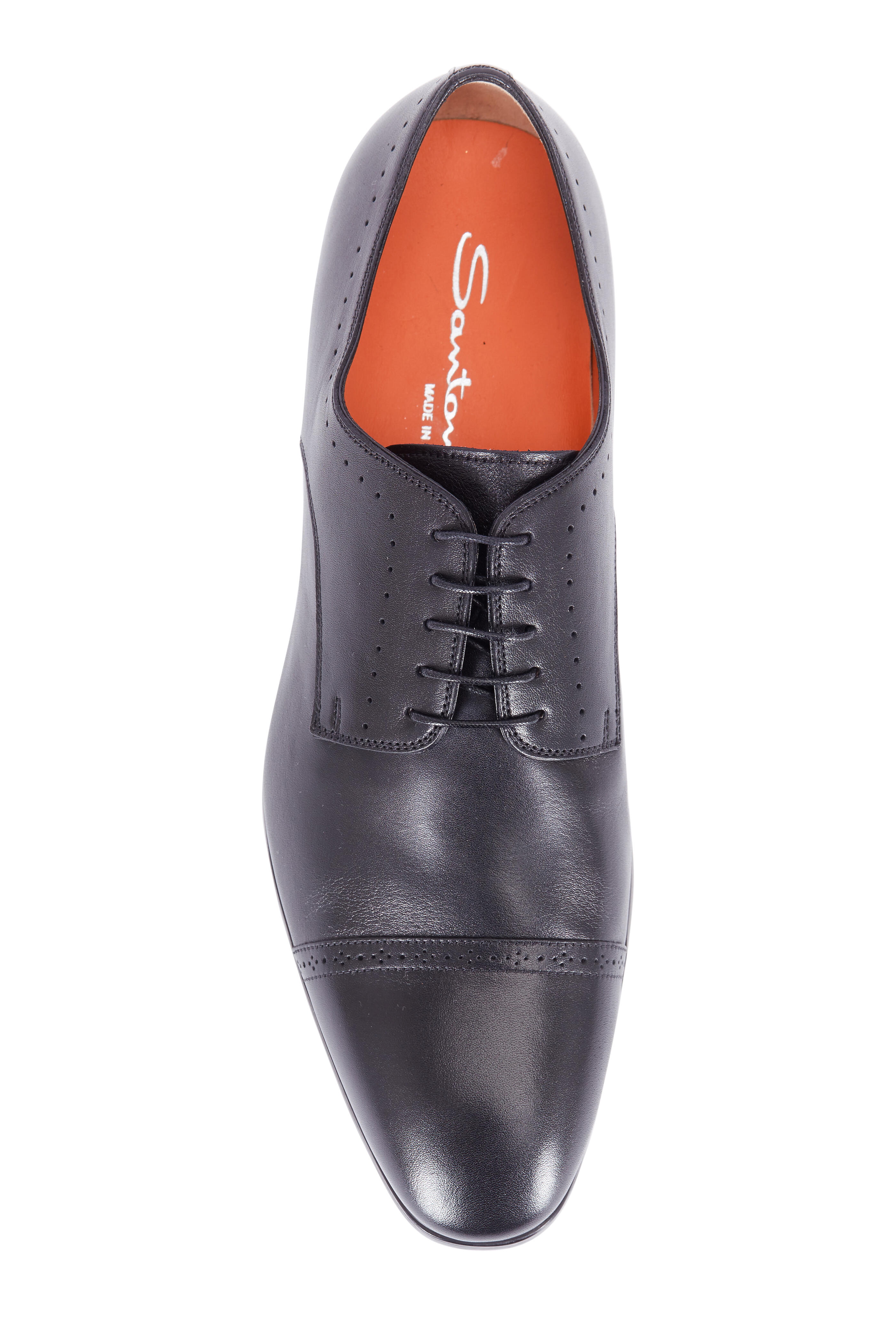 靴 Santoni Black Straight Tip Dress Shoes Santoni Black Straight Tip Dress Shoes