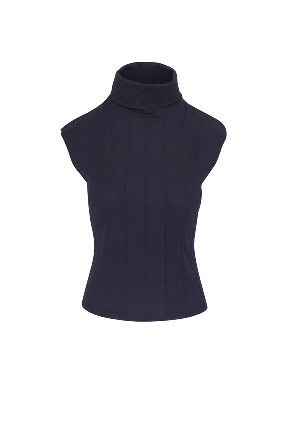 TWP Navy Funnel Neck Sleeveless Top - view 1