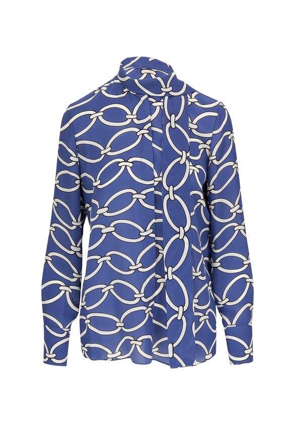 Valentino - Chain 1967 Cobalt & Blue Silk Blouse 