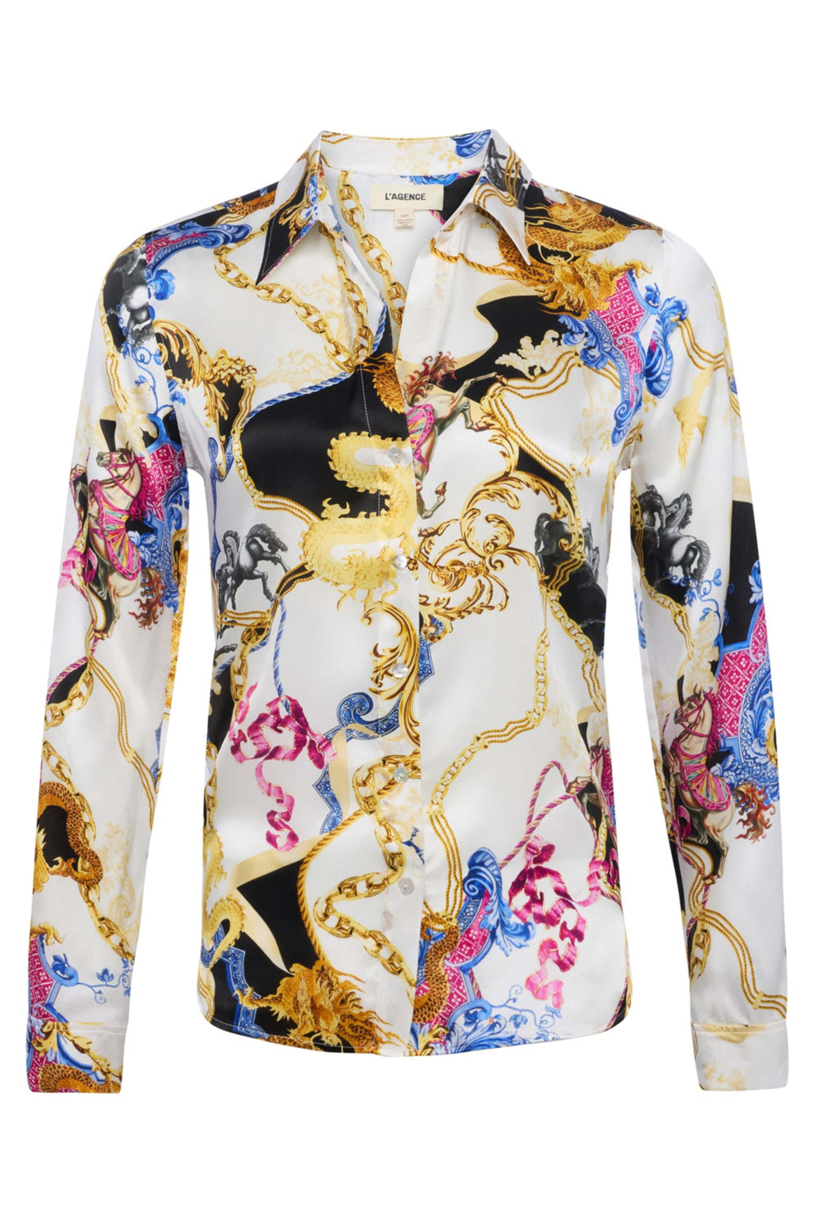 L'Agence - White and Black Renaissance Tyler Blouse