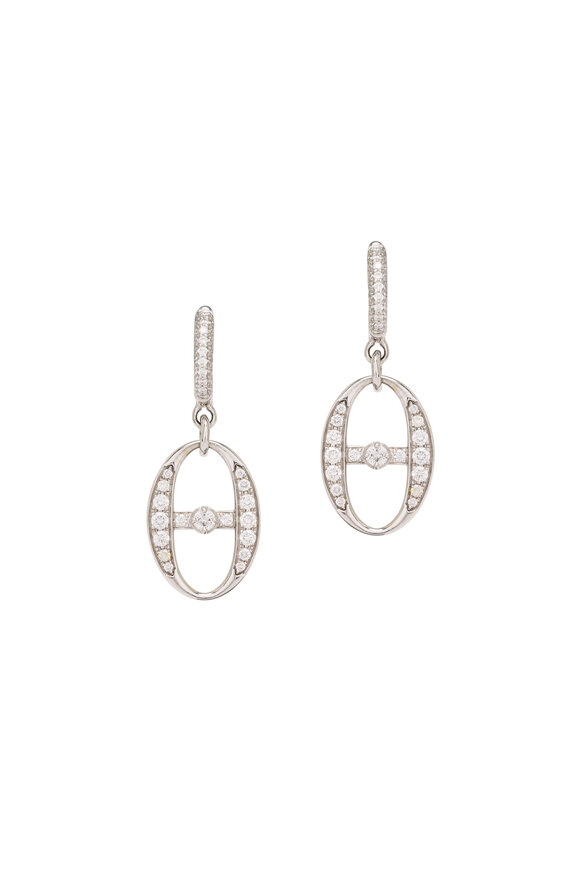 Mariani 18k White Gold Diamond Navy Earring