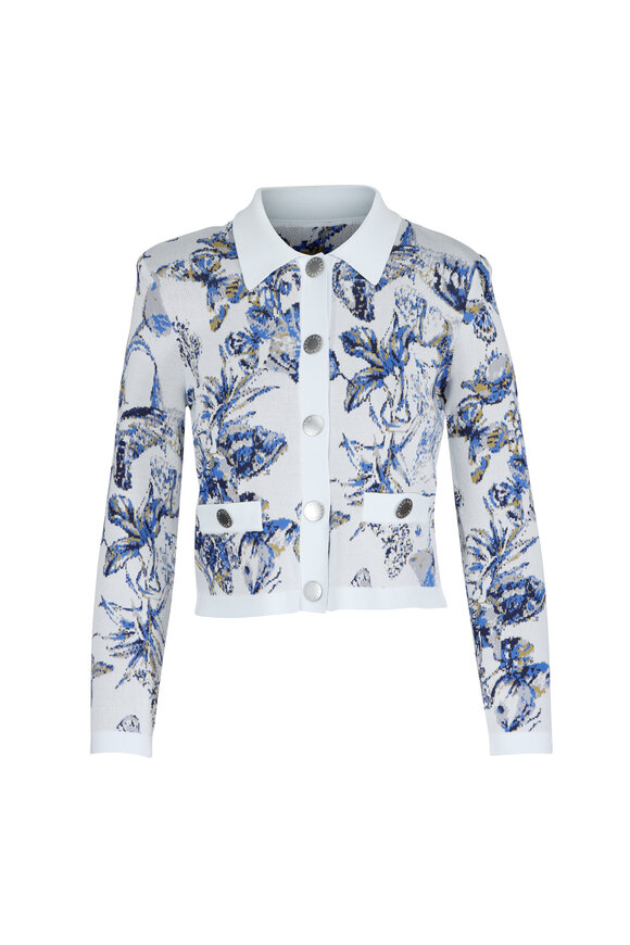 L'Agence Osiris Watercolor Butterfly Jacquard Cardigan
