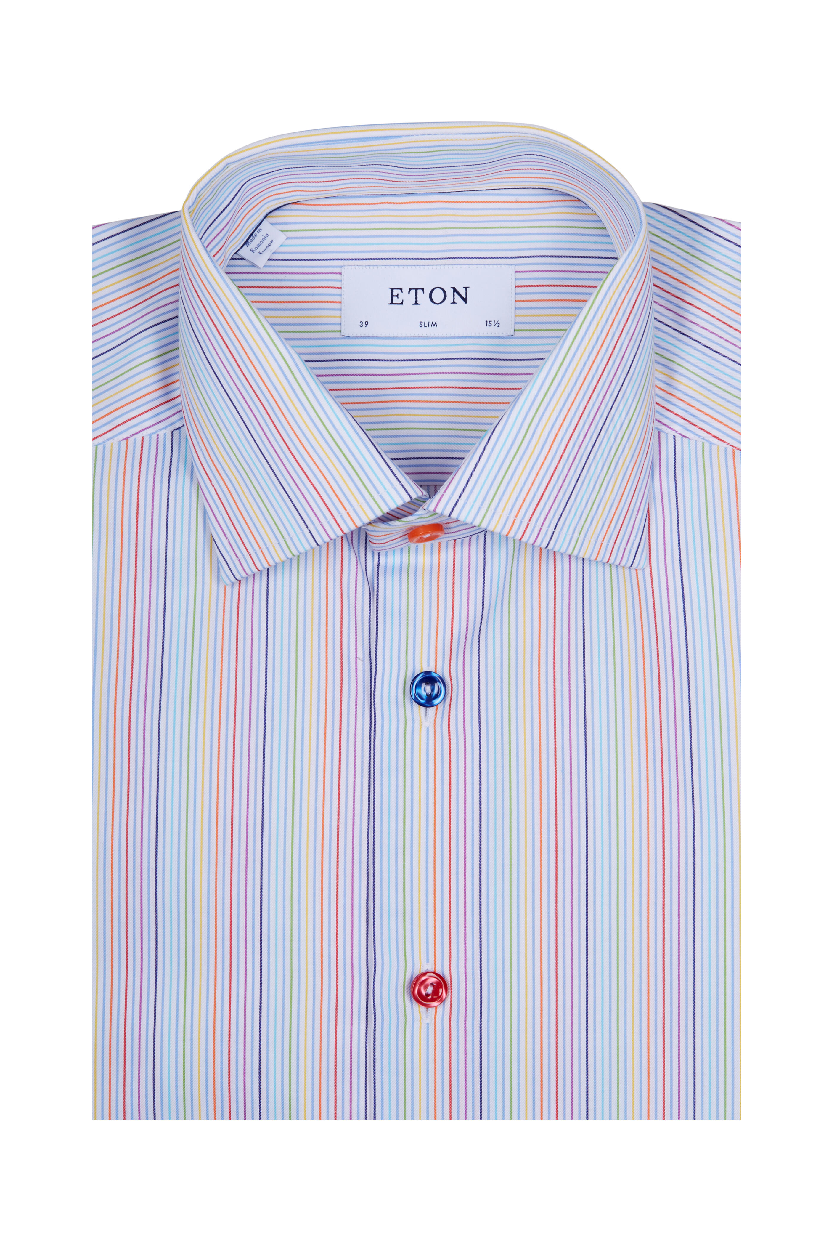 Eton Dress Shirt Contemporary Fit Made to Measure Navy/White Stripe Size top 41/16