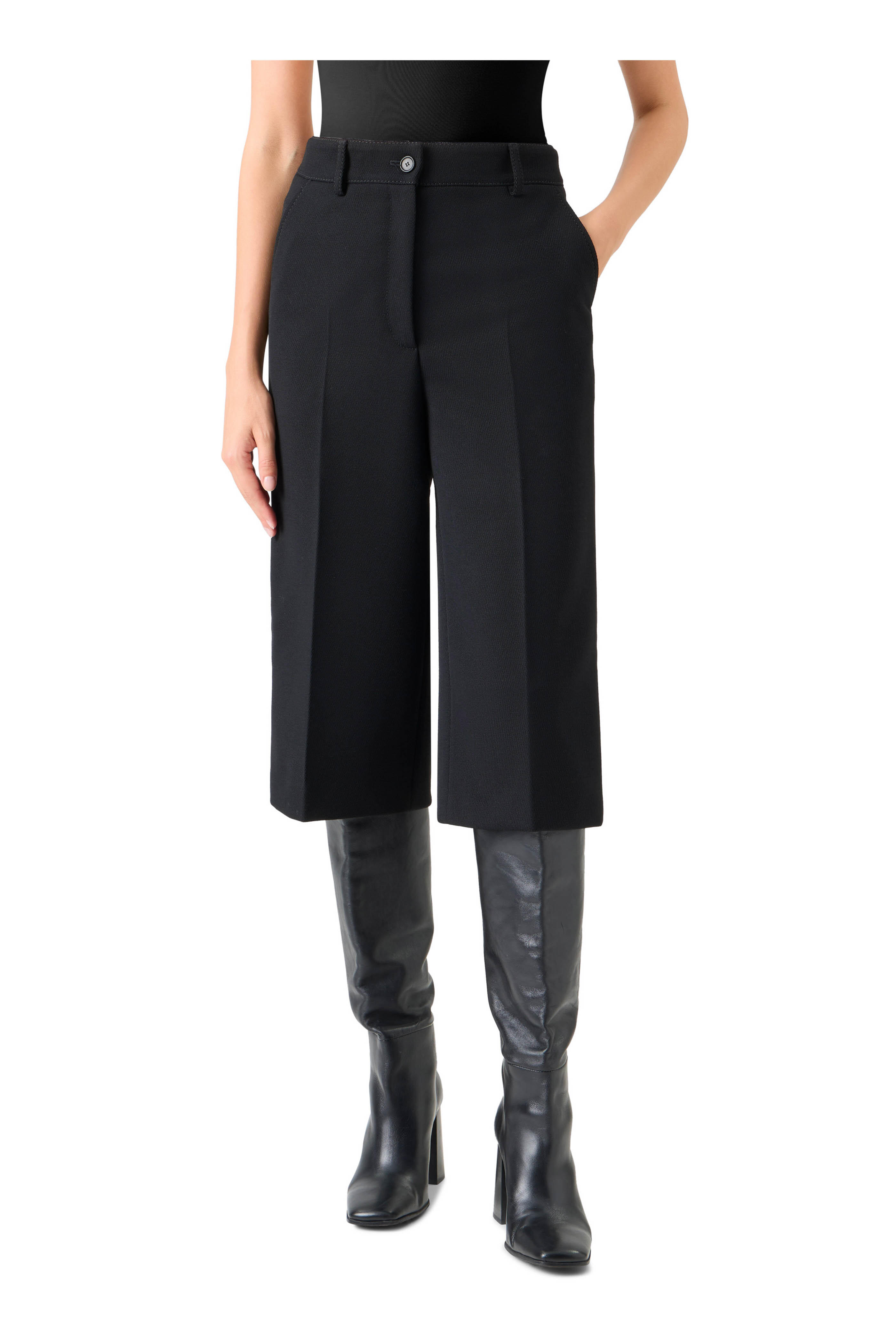 Akris Punto - Chiana Black Wide Leg Bermuda Pant