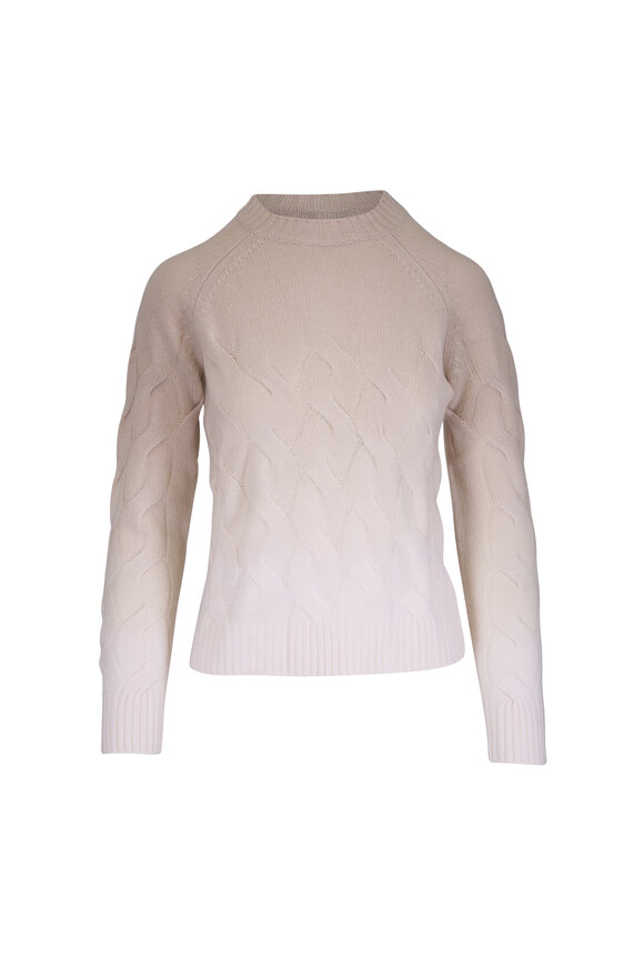 Kinross Wandering Dune Cashmere Cable Knit Sweater