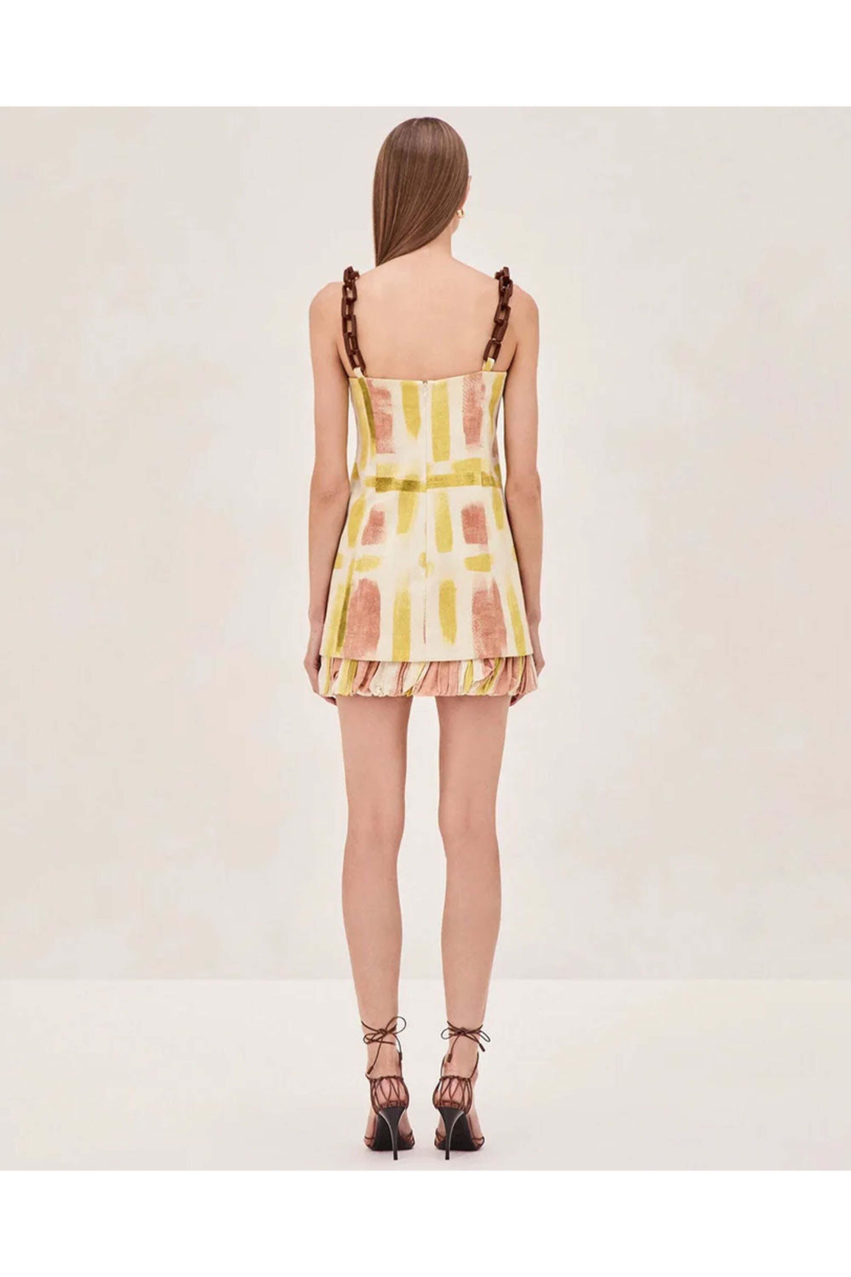 Alexis - Yellow Brushstroke Beleza Short Dress