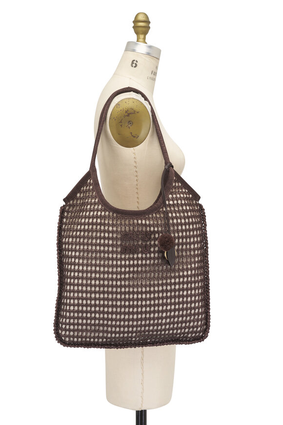 Miu Miu Cocoa Crochet Mesh Shopping Tote - view 6