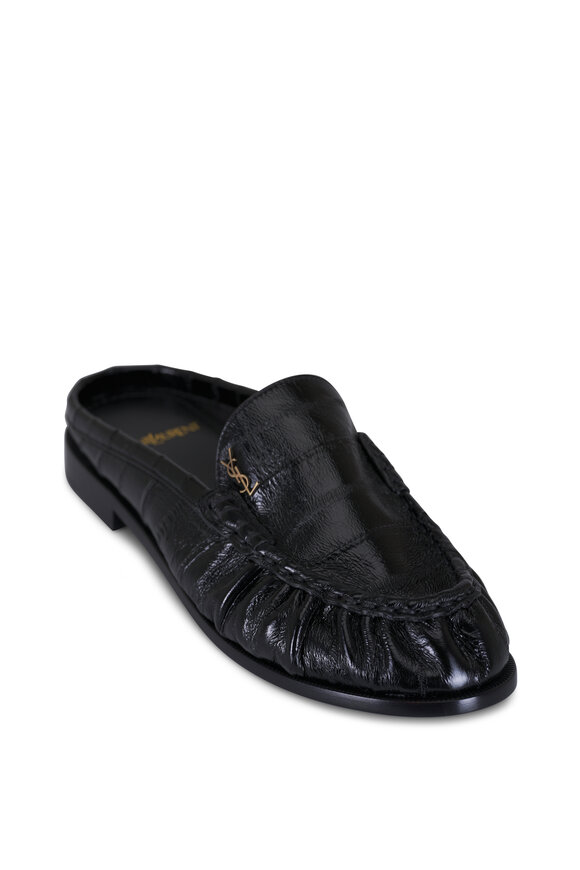 Saint Laurent Le Loafer Black Leather Penny Loafer Mule
