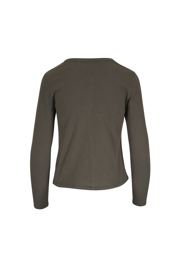 Majestic Military Green Cotton & Cashmere Cardigan - view 2