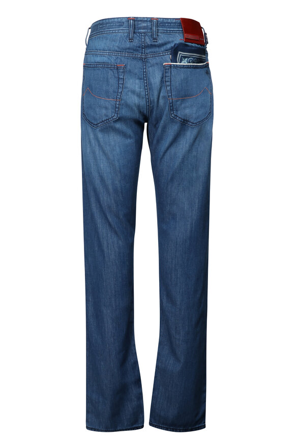 Jacob Cohen Bard Vintage Wash Medium Blue Selvedge Jean - view 2