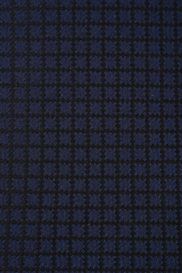 Isaia - Navy Geometric Print Silk Necktie