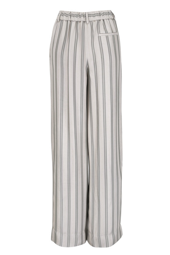 TWP Hudson St Ivory & Green Fluid Regency Stripe Pant - view 3