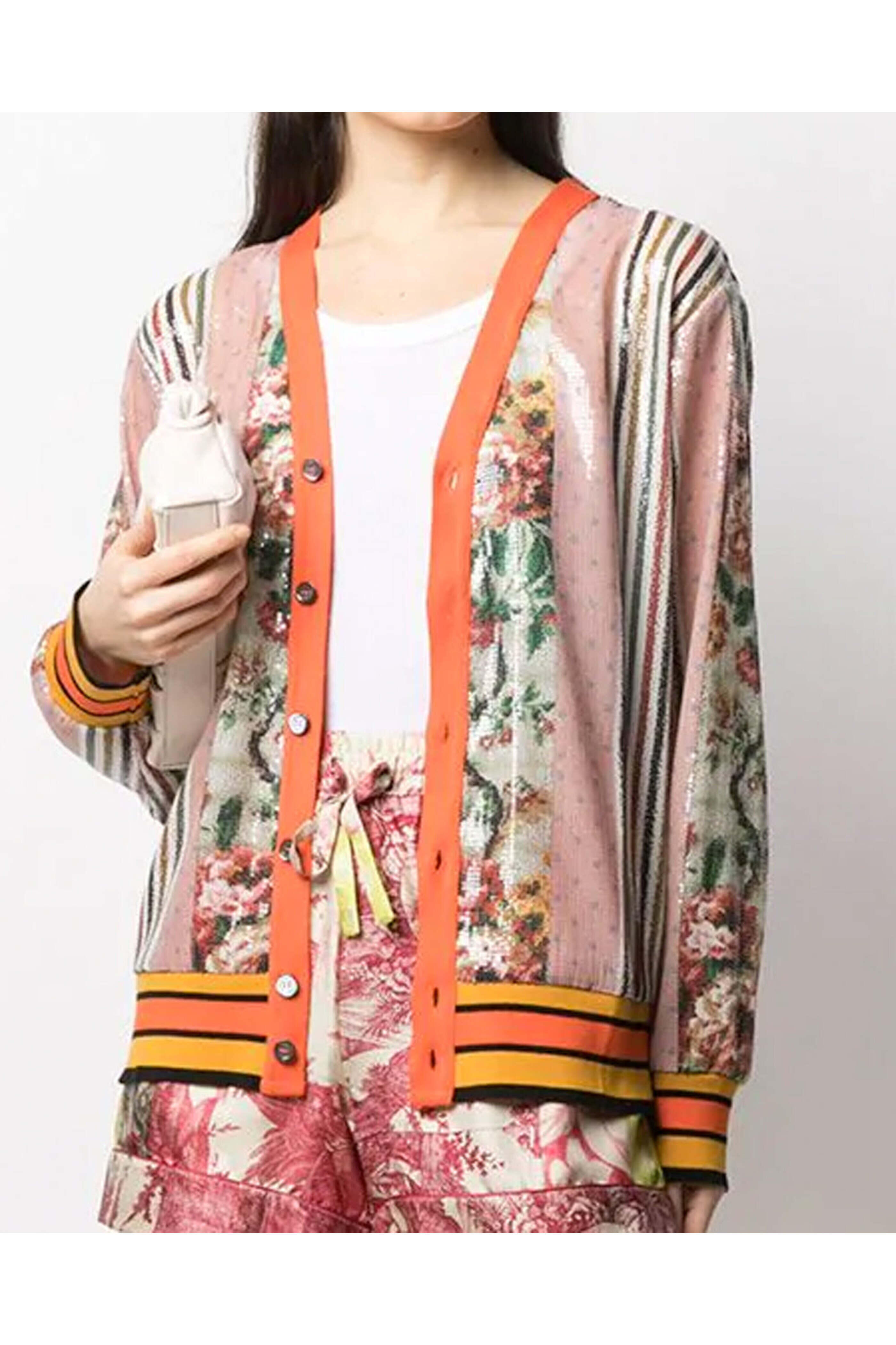 Pierre-Louise Mascia - Multicolor Sequin Patchwork Cardigan