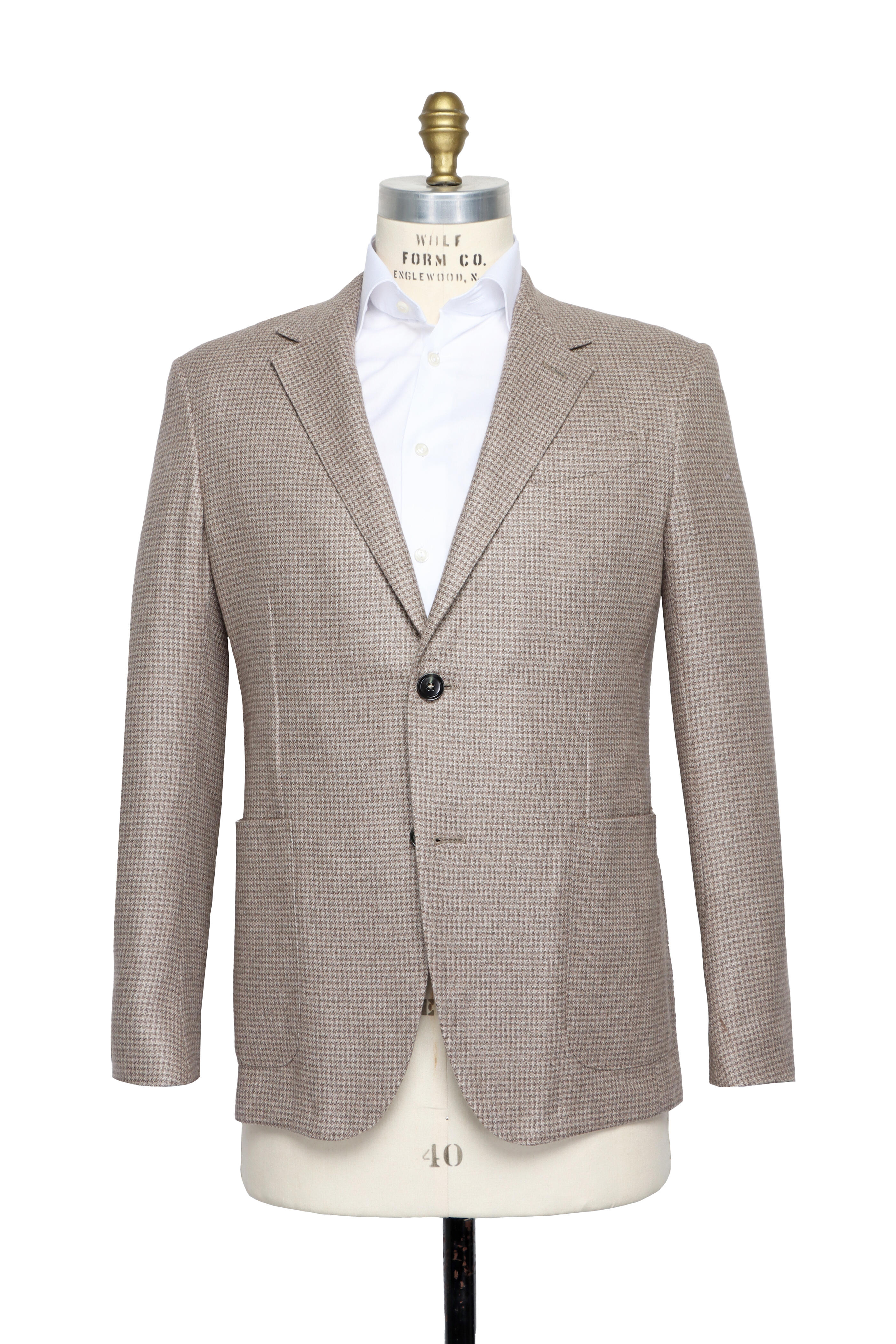 Zegna - Light Brown & Beige Houndstooth Sportcoat