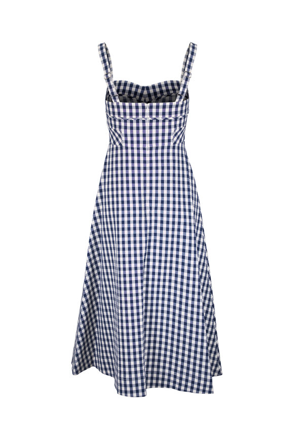 Veronica Beard Aila Navy & Dove White Gingham Midi Dress - view 3