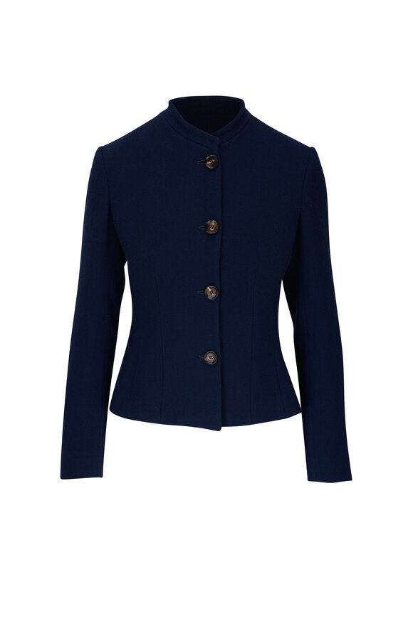 Kiton Navy Crepe Four Button Jacket 