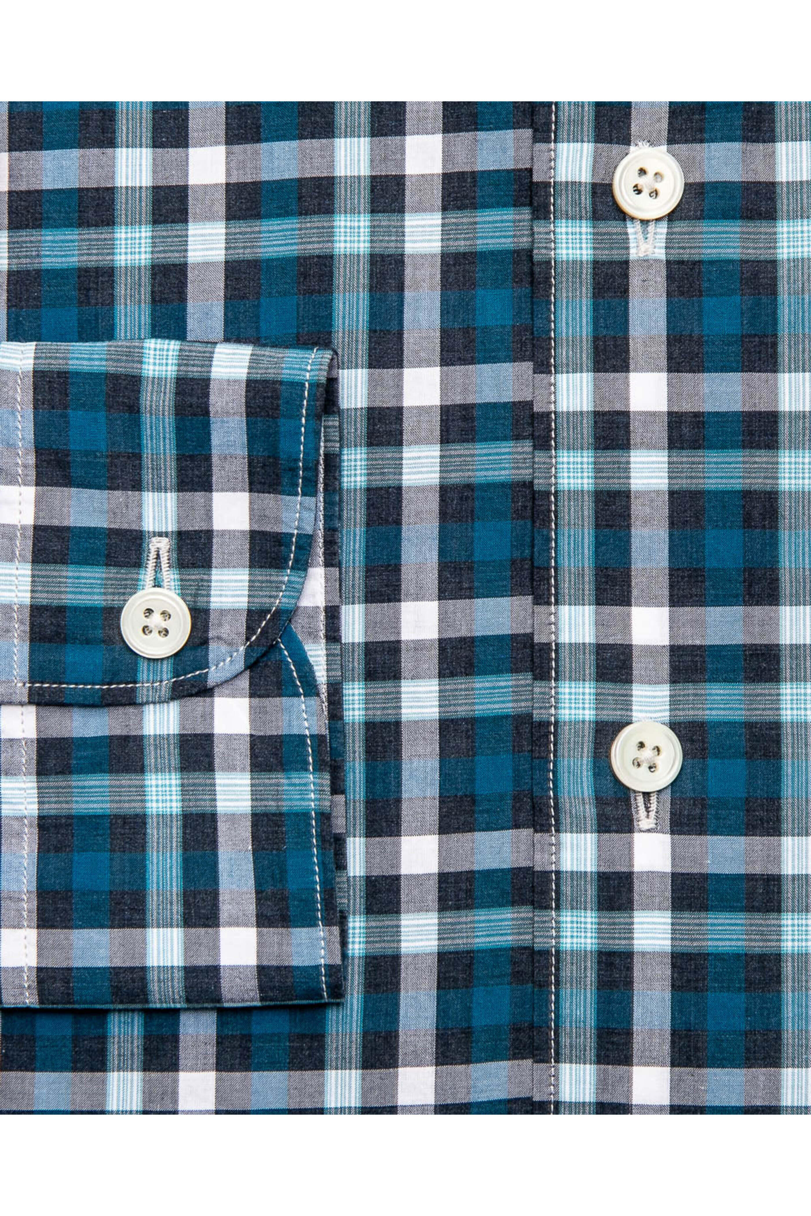 Zegna - Aqua Navy and White Plaid Shirt