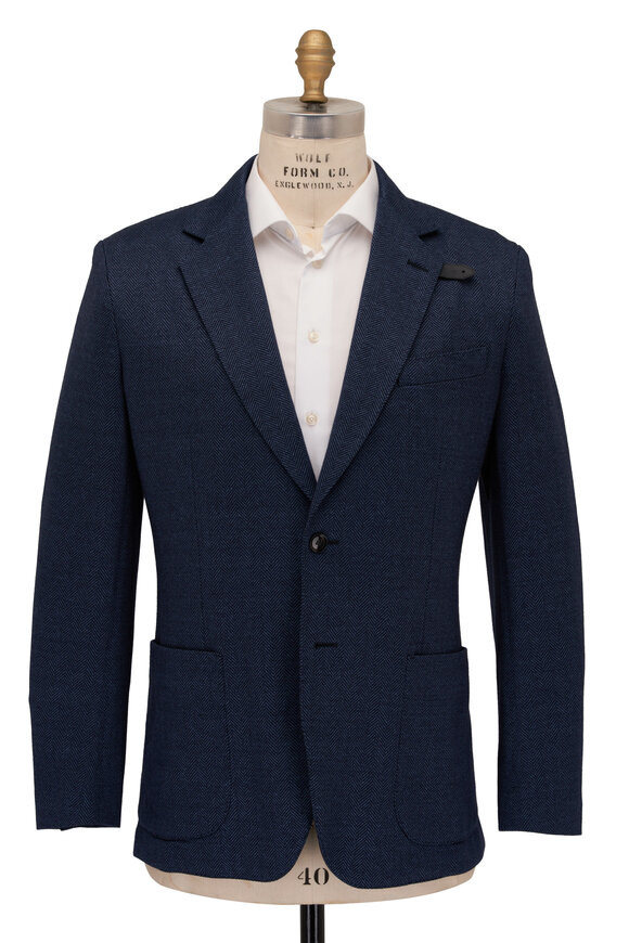 Brioni - Blue & Navy Jersey Linen Sportcoat 