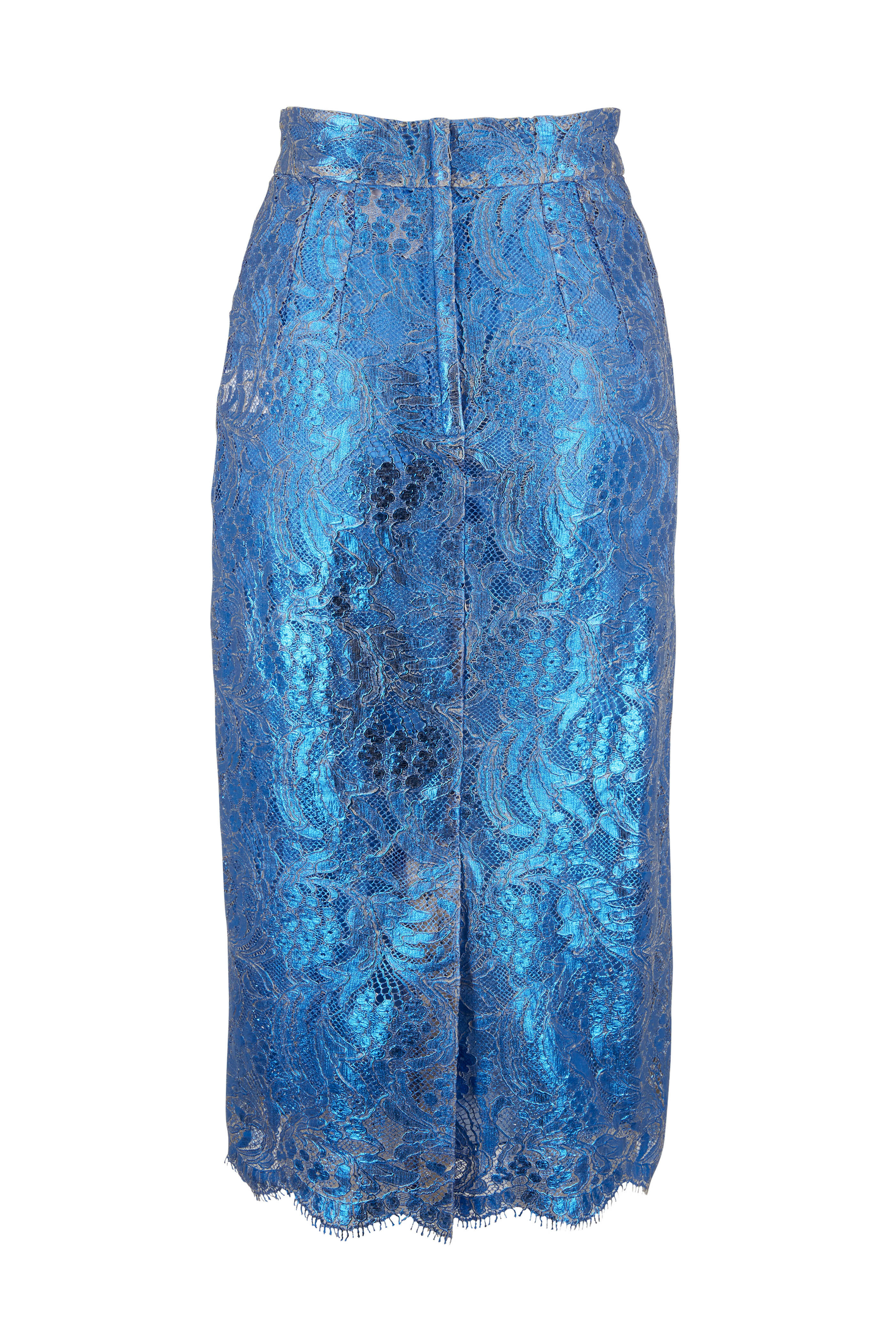 Dolce & Gabbana - Metallic Turquoise Lace Midi Skirt Dolce & Gabbana - Metallic Turquoise Lace Midi Skirt