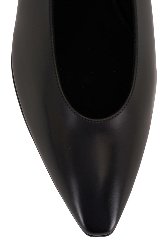Loro Piana Rebecca Black Leather Slingback, 55mm  - view 4