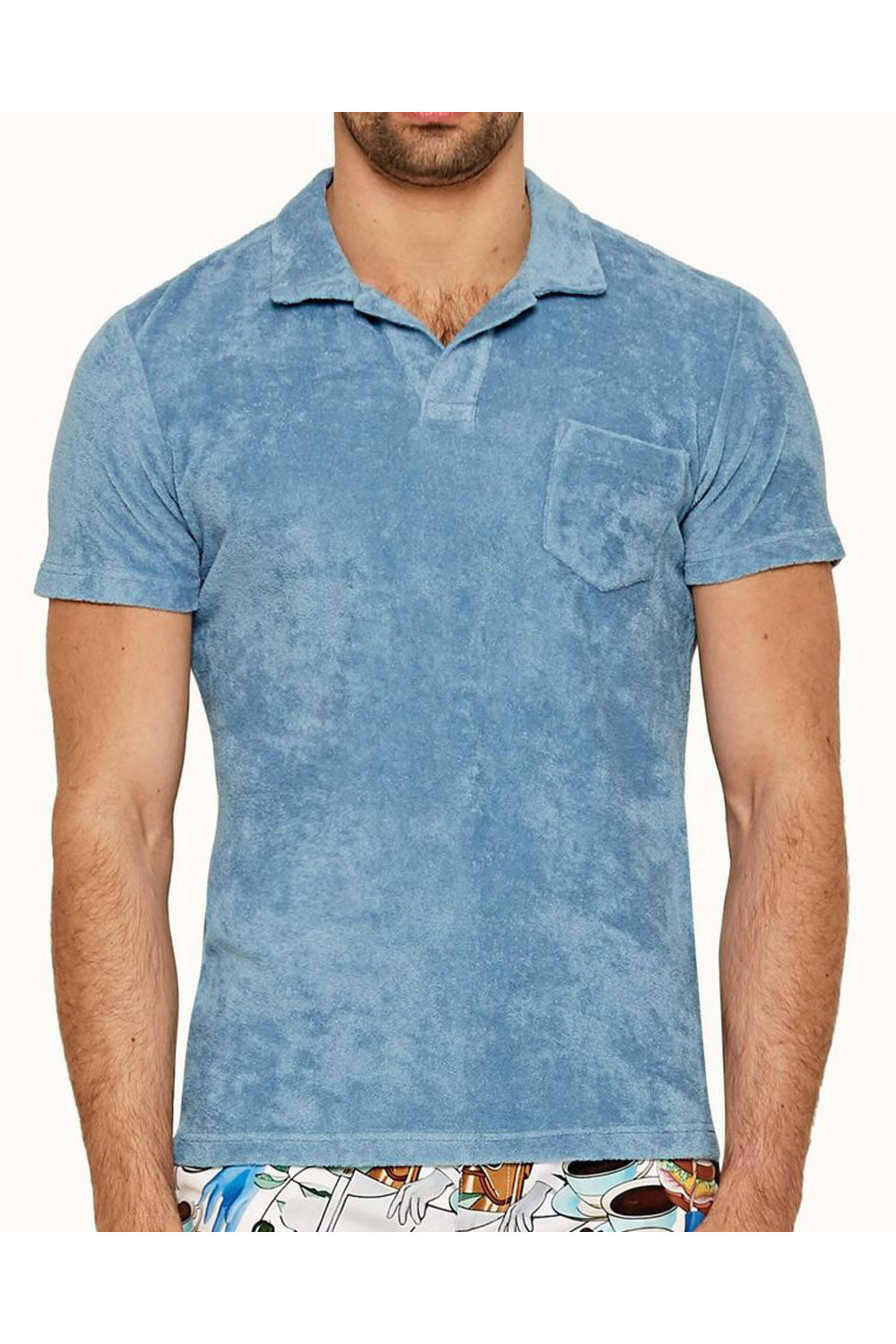 Orlebar Brown - Terry Toweling Resort Polo Shirt in Capri Blue