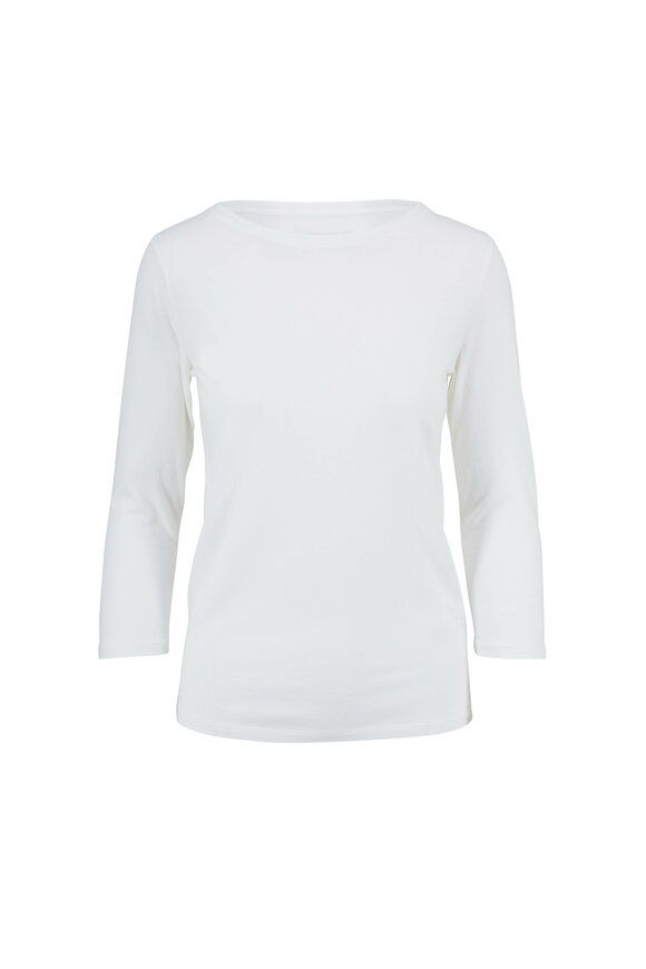 Majestic - White Silk Touch Three-Quarter Sleeve T-Shirt