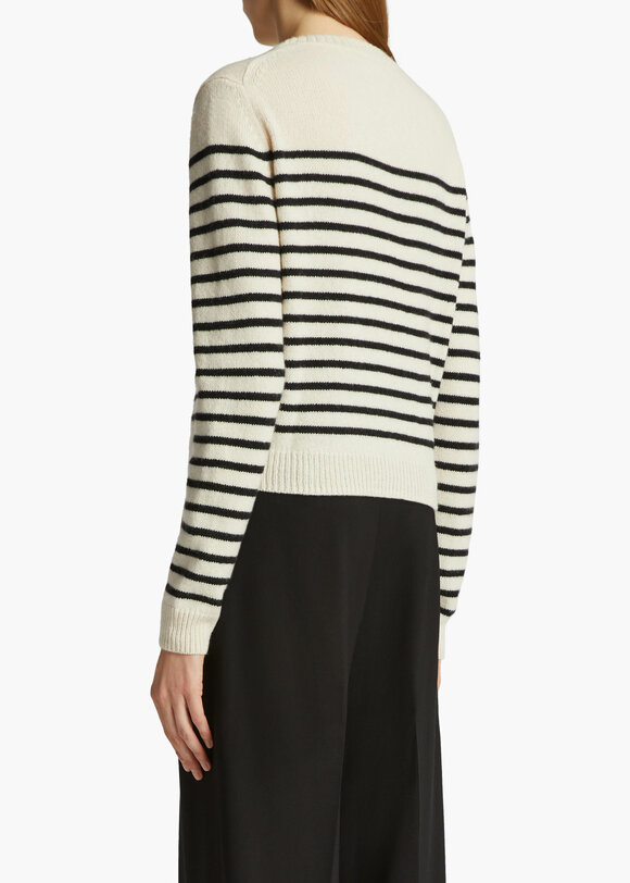 Khaite - Diletta Magnolia & Black Striped Cashmere Sweater 