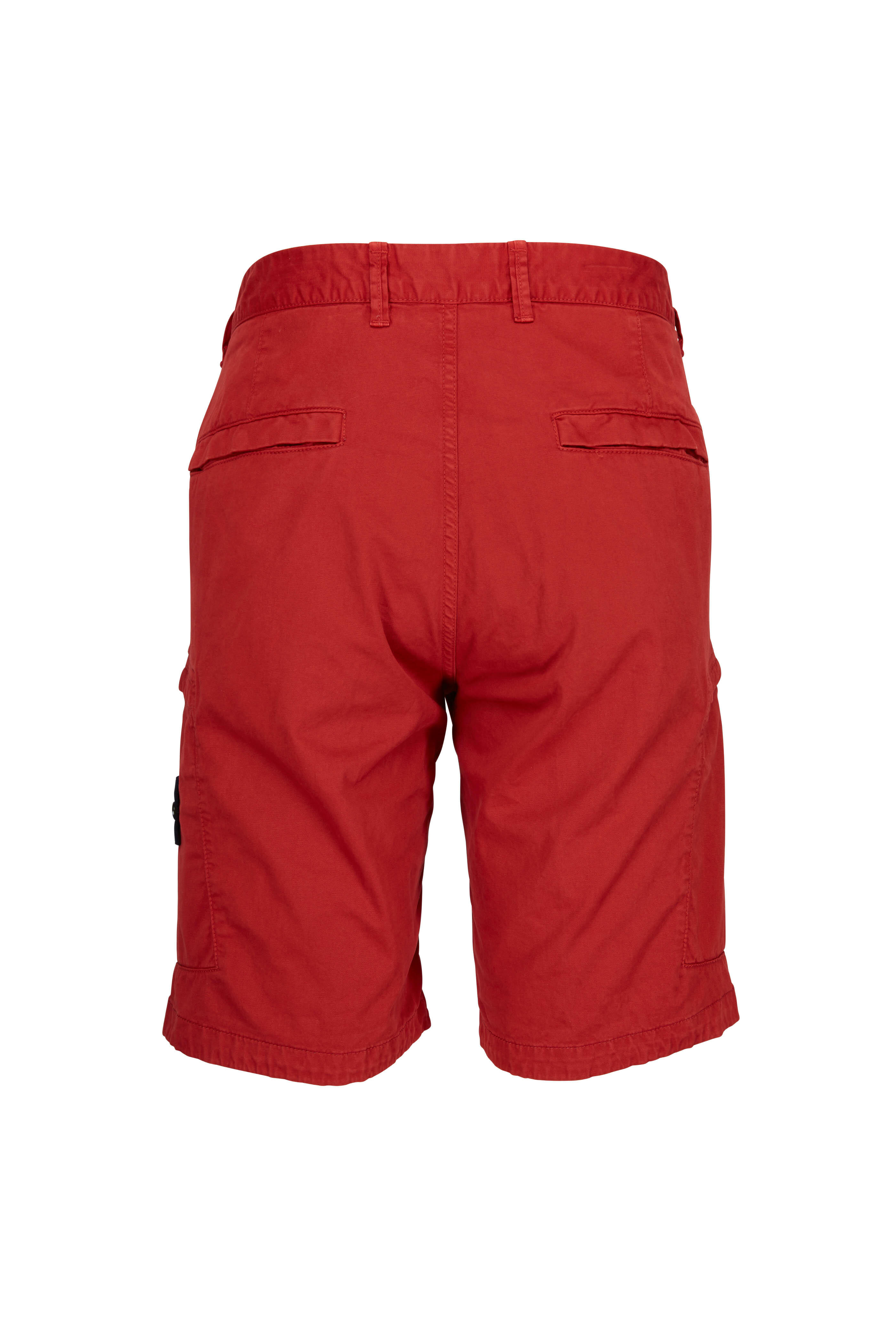 Stone Island - Red Bermuda Cargo Shorts | Mitchell Stores