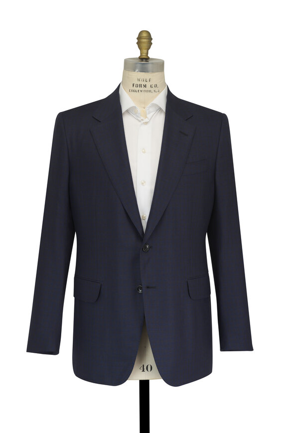 Zegna Navy Tonal Plaid Cashmere & Silk Sportcoat - view 4