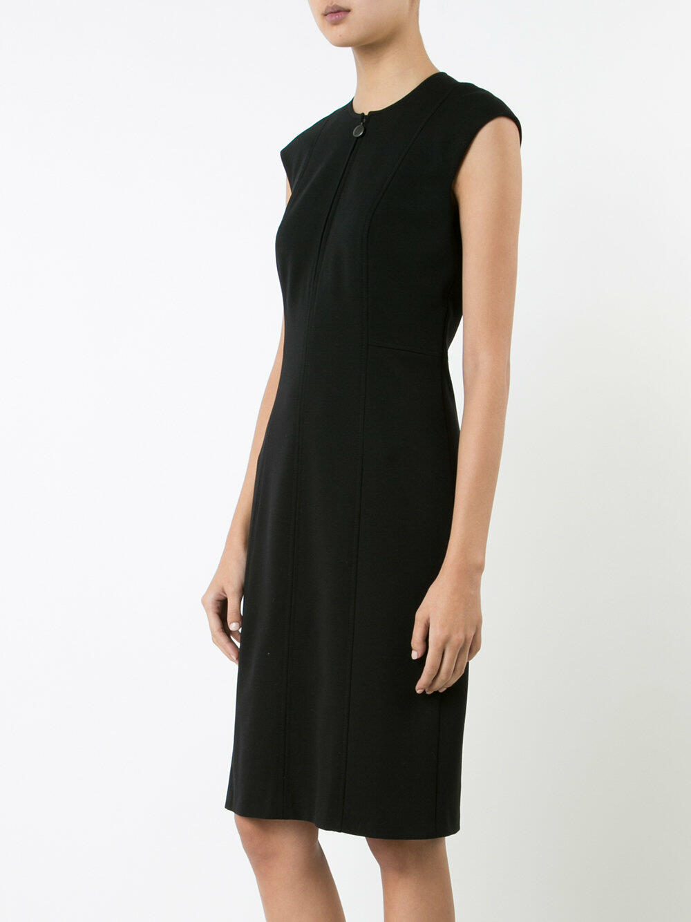 Akris Punto - Black Jersey Zip Front Cap Sleeve Dress