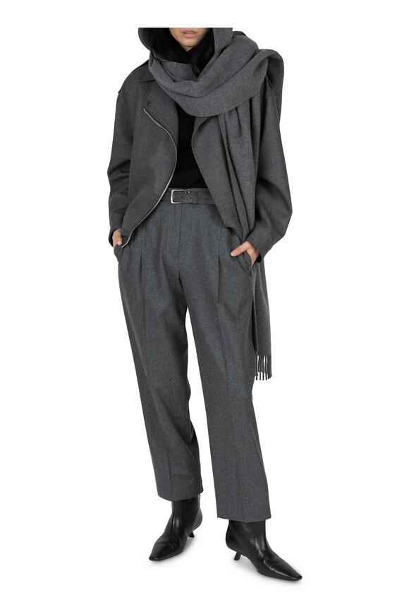 Brunello Cucinelli - Dark Gray Wool & Cashmere Pleated Pant