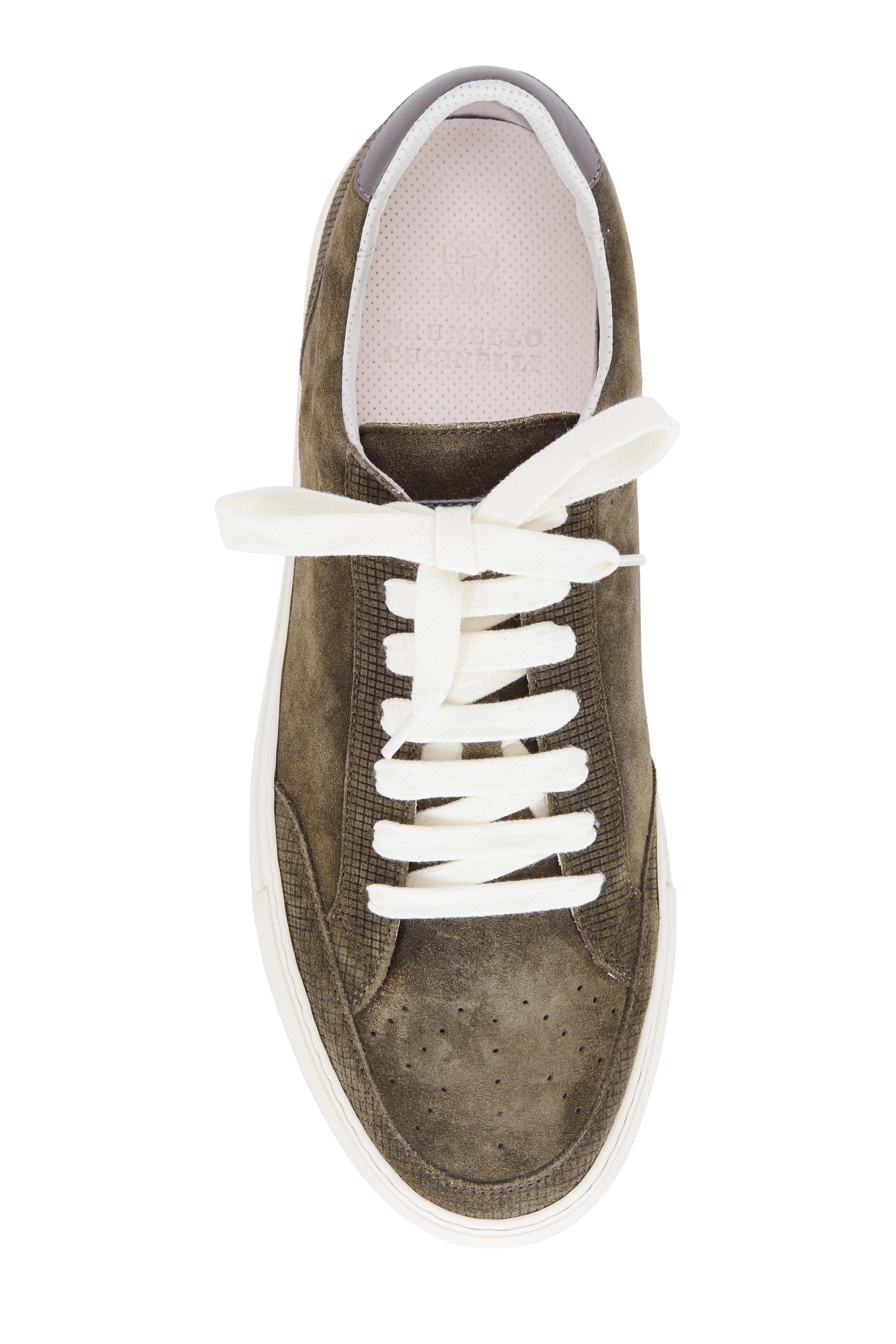 Brunello Cucinelli - Olive Green Suede Sneaker | Mitchell Stores