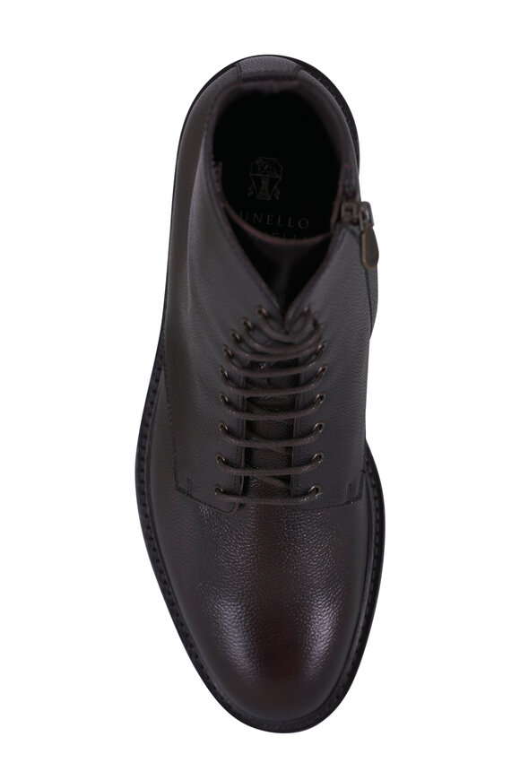 Brunello Cucinelli Brown Leather Lace Up Boot - view 3