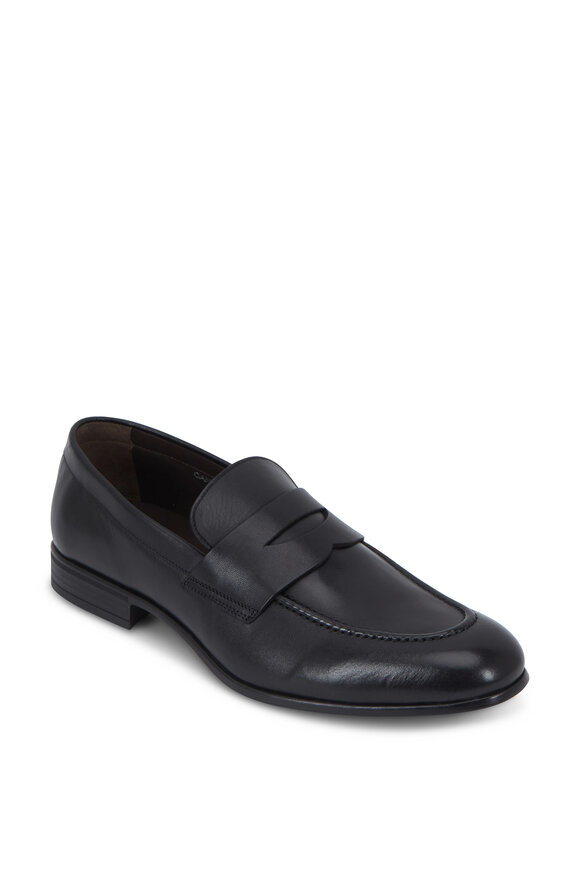 G Brown Cannon Black Leather Penny Loafer