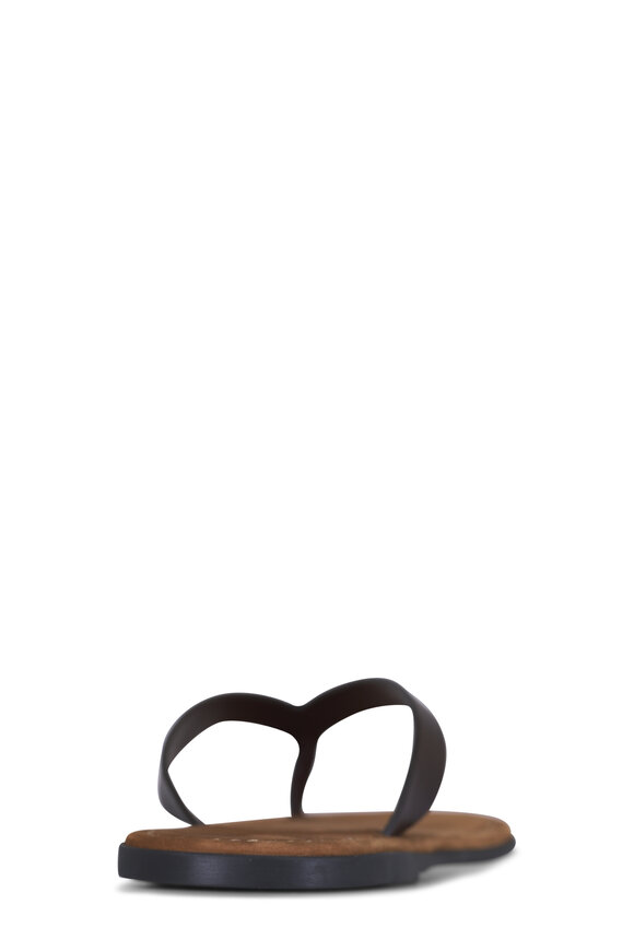 The Row Beach Lacquer Brown Leather Flip Flop - view 3