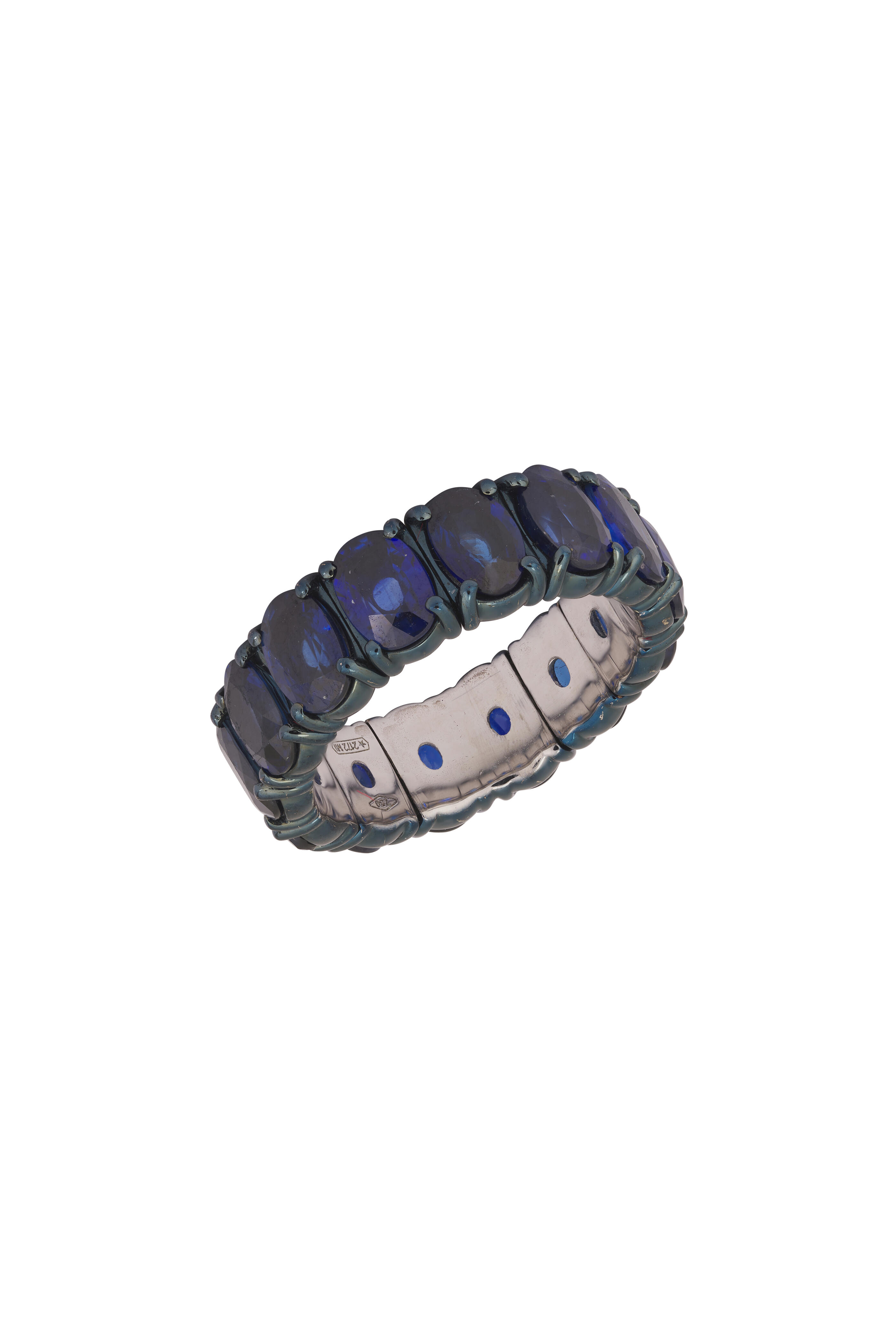 ZYDO - 18k White Gold Oval Cut Sapphire Stretch Ring - view 1