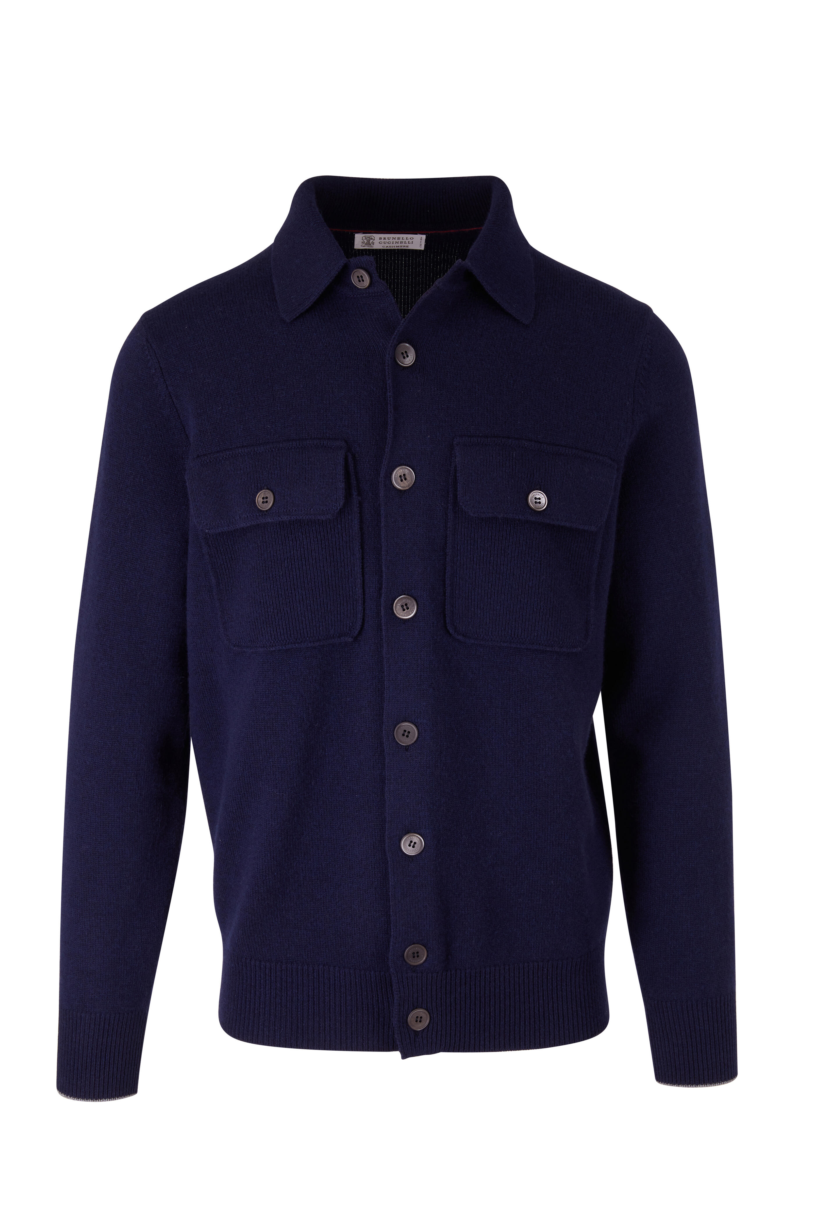 【関税&送料込】Brunello Cucinelli Wool And Cashmere Overshi Brunello Cucinelli - Navy Blue Wool & Cashmere Quarter Zip