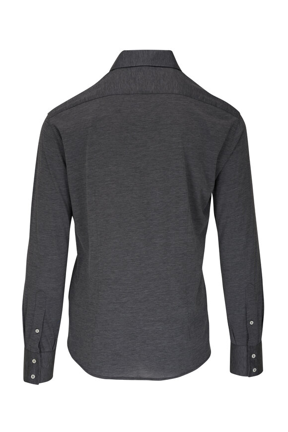 Brunello cucinelli トップス　ダークグレー Brunello Cucinelli Men's Dark Gray Jersey Silk & Cotton Sport Shirt