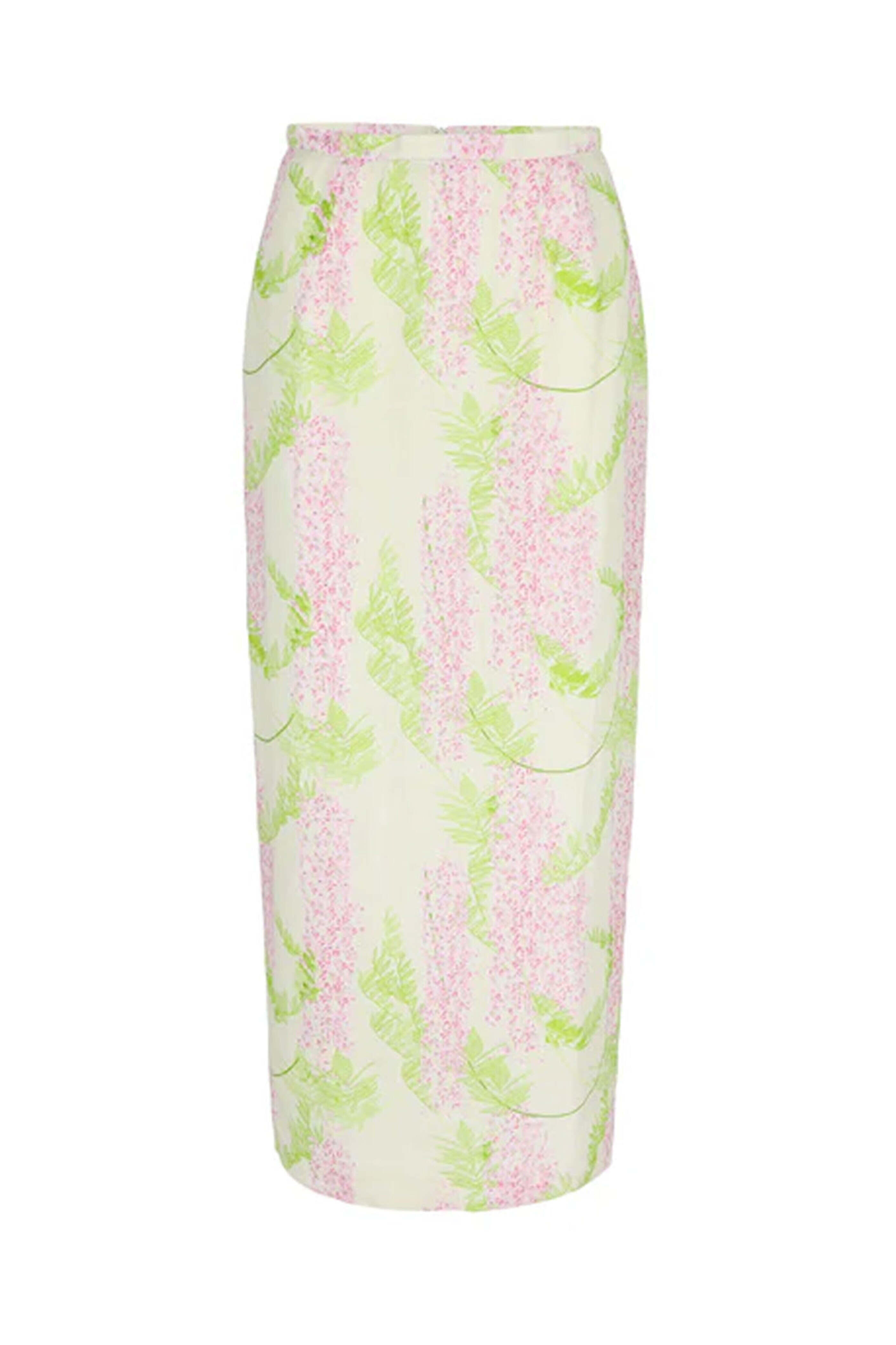 Bernadette - Beige and Pink Wisteria Print Norma Skirt