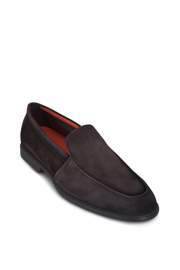 Santoni Malibu Dark Brown Suede Loafer - view 1