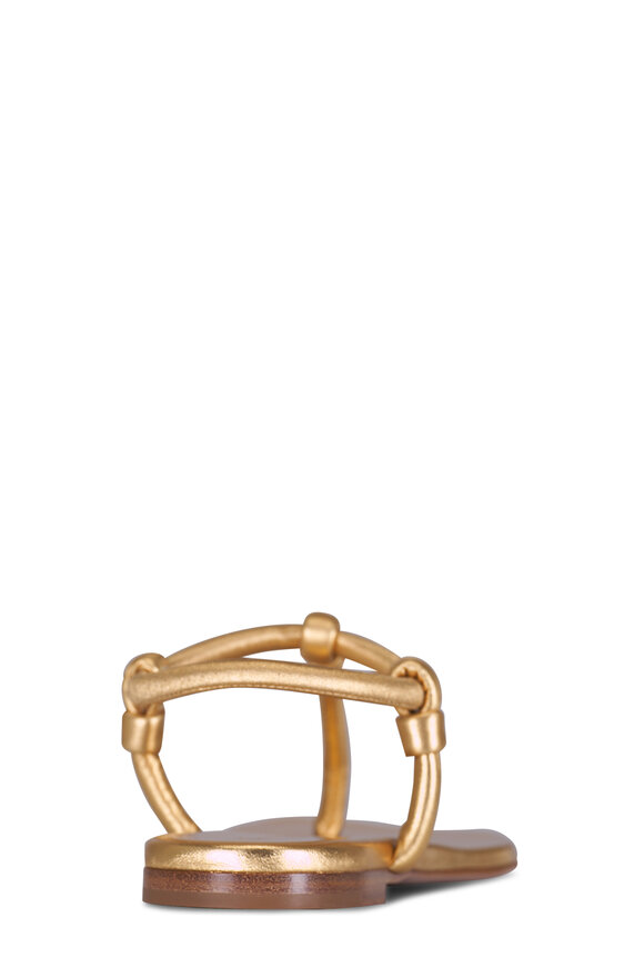 Gianvito Rossi Juno Gold Metallic Leather Sandal - view 4