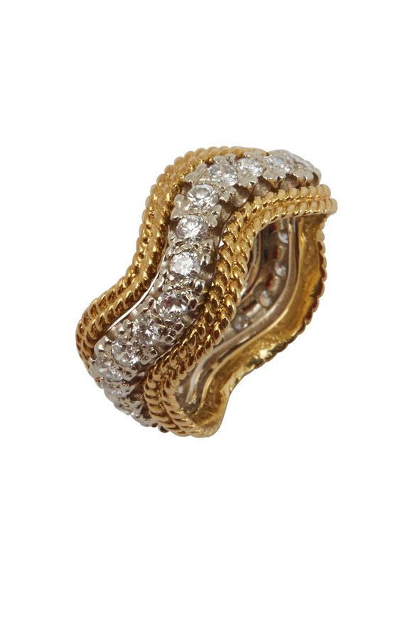 Fred Leighton - Yellow Gold Diamond Wave Ring