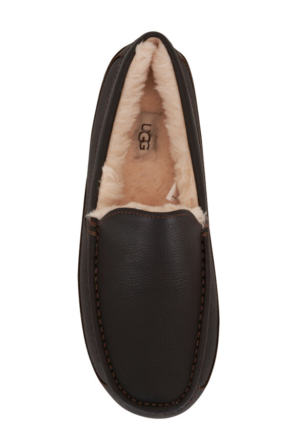 Ugg - Ascot Dark Spice Brown Leather Shearling Slipper