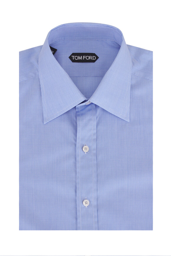Tシャツ・カットソー TOM FORD FW25 Tom Ford Shirts Blue (CA3211 FAX881HB840) Tom Ford - Black & White Geometric Dress Shirt | Mitchell Stores
