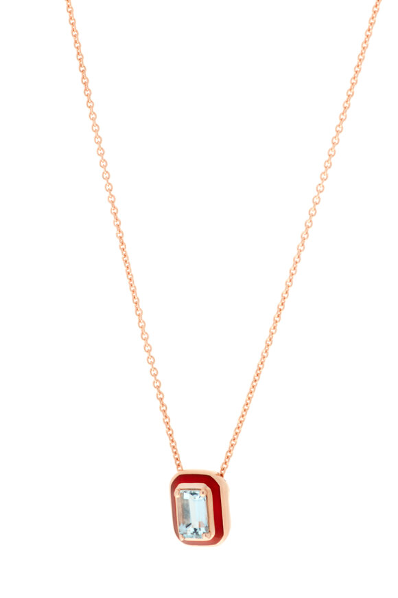 Selim Mouzannar - Orange Enamel & Aquamarine Necklace