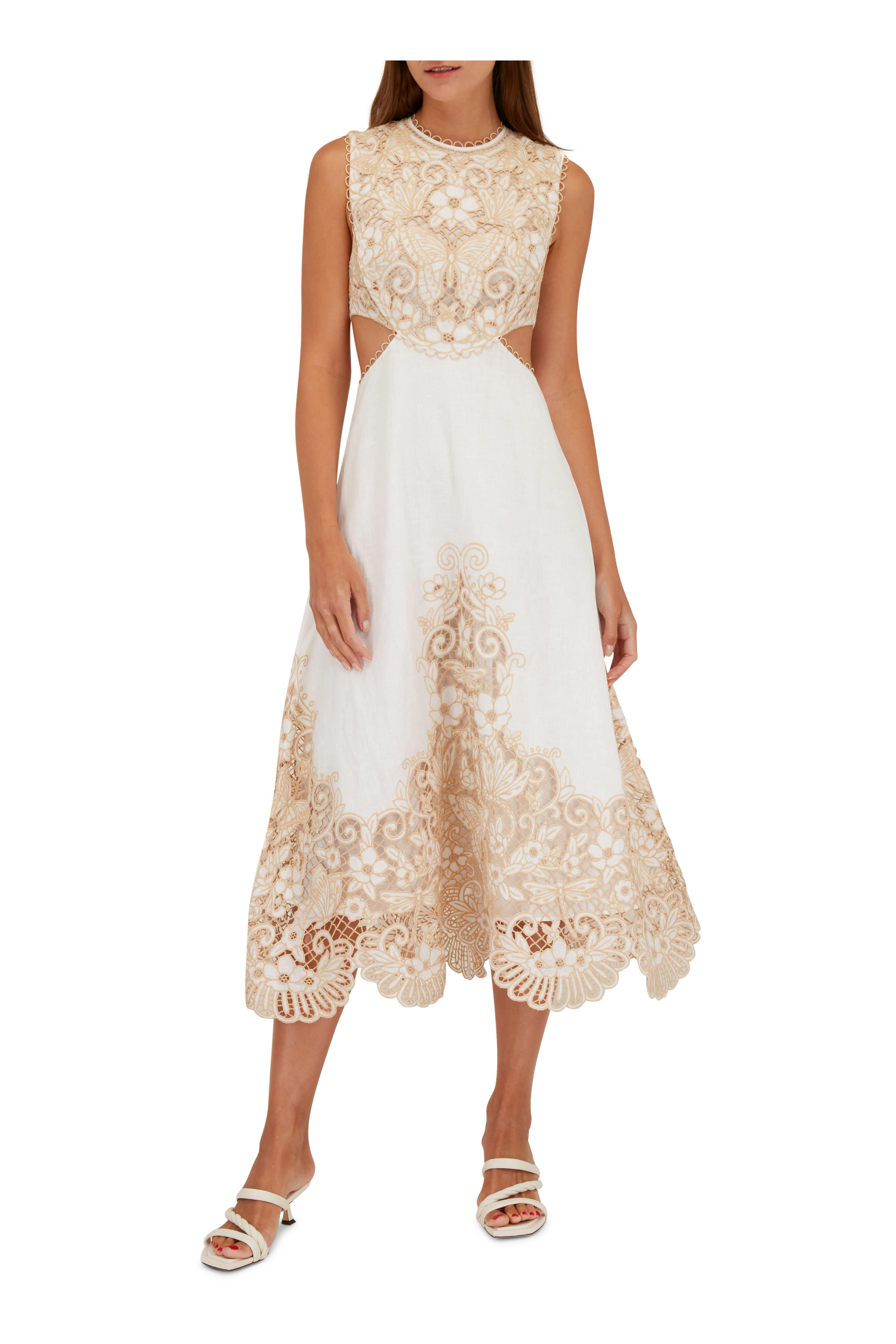 Jimmy Choo - Diosa Latte Leather Braided Sandal, 50mm